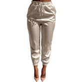 Voguable Elastic High Waist Pants Women Brand Jogger Sweatpants Satin Fashion Pink Pencil Pants Streewear Fitness Trousers Pantalon Femme voguable