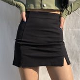 Skirts Women Black Split Office Ladies High Waist Elegant Slim Mini Skirt Student Trendy Simple voguable