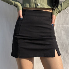 Skirts Women Black Split Office Ladies High Waist Elegant Slim Mini Skirt Student Trendy Simple voguable