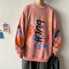 Voguable Hooded Sweatshirt for Men Casual Pullovers Graffiti Hoodies Japanese Hip Hop Crewneck Sweatshirts Streetwear Harajuku voguable