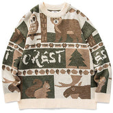 Voguable Winter Vintage Sweater Men New Japanese Cute Bear Couples Knitted Sweater Pullover Hip Hop Harajuku Streetwear Men Clothing Tops voguable