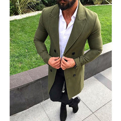 Voguable Men's White Double Breasted Trench Coat 2021 Winter New Slim Fit Overcoat Casual Solid Color Windbreaker Outwear Manteau Homme voguable