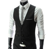 Fashion Men Waistcoat Vest Solid Color V Neck Sleeveless Buttons Blazer Plus Size Formal Business Jacket chalecos para hombre voguable