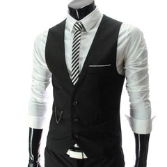 Fashion Men Waistcoat Vest Solid Color V Neck Sleeveless Buttons Blazer Plus Size Formal Business Jacket chalecos para hombre voguable