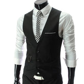 Fashion Men Waistcoat Vest Solid Color V Neck Sleeveless Buttons Blazer Plus Size Formal Business Jacket chalecos para hombre voguable