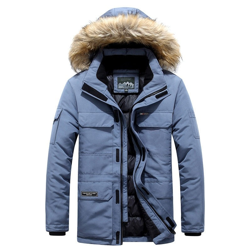 Mens Winter Jacket warm Thick Cotton Multi-pocket Hooded Jacket Male casual Fur Trim Coat men's Down jacket coat Plus size M-6XL voguable