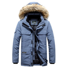 Mens Winter Jacket warm Thick Cotton Multi-pocket Hooded Jacket Male casual Fur Trim Coat men's Down jacket coat Plus size M-6XL voguable