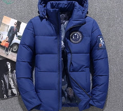 Voguable Men's Winter White Duck Down Jacket Spaceman Epaulettes Thick Warm Parkas for Men Windbreaker Snow Down Hooded Parkas Snow Coat voguable