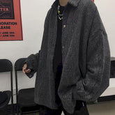 Voguable Men's Woolen Coat Spring Autumn HongKong Style Casual Couple Tooling Jacket Tide Brand All-match Clothes Fashion Clothing Trends voguable