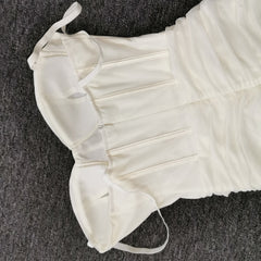 Women Sexy Low Neck Corset Mini Dress Fashion Mesh Ruched Outfit Club Wear Solid Summer Street Party Baby Blue Dress voguable