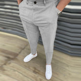 Voguable Autumn Casual Business Men Solid Pants Fashion Slim Fit Long Trouser For Men's Mid Waist Buttoned Design Pants Spring Streetwear voguable