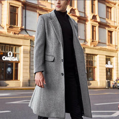 Voguable British Style Long Wool Trench Coat Men 2021 Winter Mens Cashmere Coat Slim Fit Extra Long Overcoat Windbreaker Manteau Homme voguable