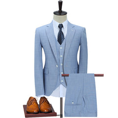Voguable (Jackets+Vest+Pants) 2022 3 Pieces Set Formal Slim Tuxedo Prom Suit/Male pure cotton Groom Wedding Blazers High Quality Dress voguable