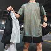 Summer Bright Color Short-sleeved T-shirt Men's Fashion Casual O-neck Hip-hop T Shirt Men Streetwear Wild Loose Tshirt Male voguable