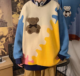 Voguable Harajuku Bear Vintage Sweater Men Winter Warm Thick Knitted Pullovers 2021 Korea Style Couples Sweater Hip Hop Clothing voguable