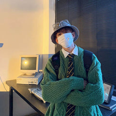 Voguable y2k Jerseys Autumn winter Korean solid color warm sweater men simple Japanese O-neck pullover all-match lovers knit sweater top voguable