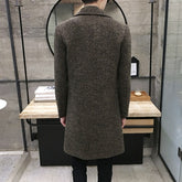 Voguable Men Coats Casual Long Top Mens Thick Wool Trench Fashion Warm Coat Lapel Spring Autumn Overcoat Plus Size 5XL Long Coat voguable
