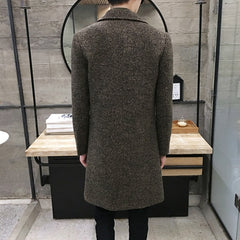 Voguable Men Coats Casual Long Top Mens Thick Wool Trench Fashion Warm Coat Lapel Spring Autumn Overcoat Plus Size 5XL Long Coat voguable