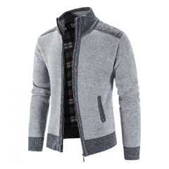 New Men's Sweater Coat Fashion Patchwork Cardigan Men Knitted Sweater Jacket Slim Fit Stand Collar Thick Warm Cardigan Coats Men voguable
