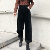 2022 New Corduroy Women's Pants Straight Casual High Waist Pleated Trousers Vintage Harajuku Autumn Chic Solid Men Woman Bottom voguable