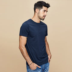 Summer New Cool T-shirt Short Sleeve Men Fashion Solid Elastic Tshirts Basic O-neck White Running Top Slim voguable