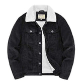 Mcikkny Men Winter Fleece Corduroy Jackets Fur Collar Thermal Warm Outwear Top Clothing For Male Size M-5XL Thermal voguable