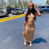 Voguable 2022 Sleeveless Solid Backless Skinny Fitness Maxi Dress Spring Summer Women Fashion Streetwear Lounge Wear voguable