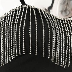 Voguable  Fashion Sexy Clubwear Diamond Tassel Crop Tops Sleeveless T Shirts Sexy Slim Lady Bralette Tops Strap Skinny Female Tee voguable