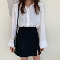 Voguable Skirts Women Split Elegant Office Ladies Spring Mujer Casual Large Size 3XL A-line Black Hot Sale Design Comfortable Ulzzang New voguable