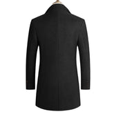 Voguable New Autumn Winter Long Overcoat Men Fashion Slim Fit Long Wool Blends Coats Men Solid Business Causal Windbreaker Jackets Men voguable