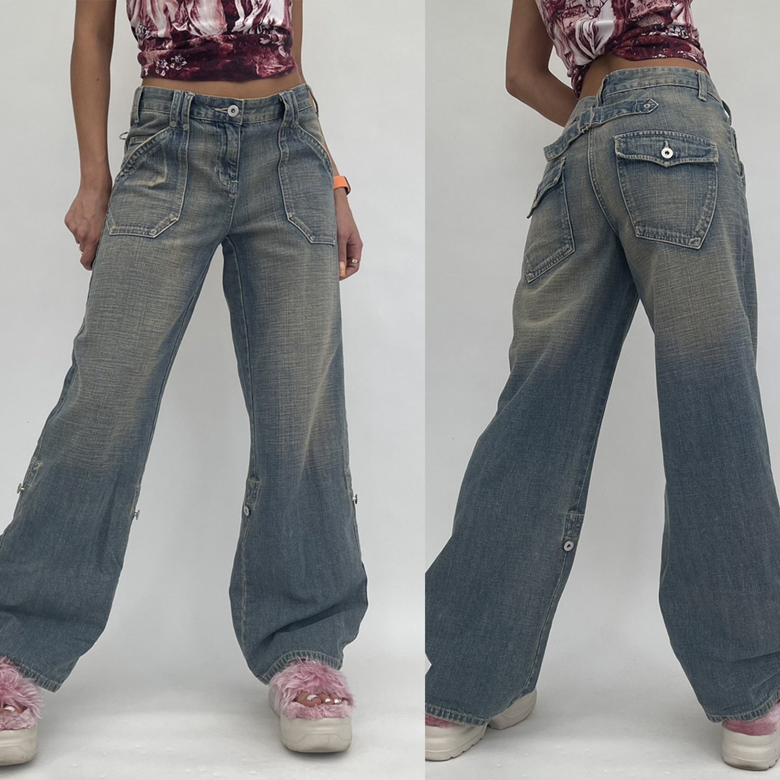High Waist Female Washed Wide Leg Jeans Vintage Trendy Relaxed Fit Punk Denim Pants Hip Hop Wild Casual Trousers Street voguable