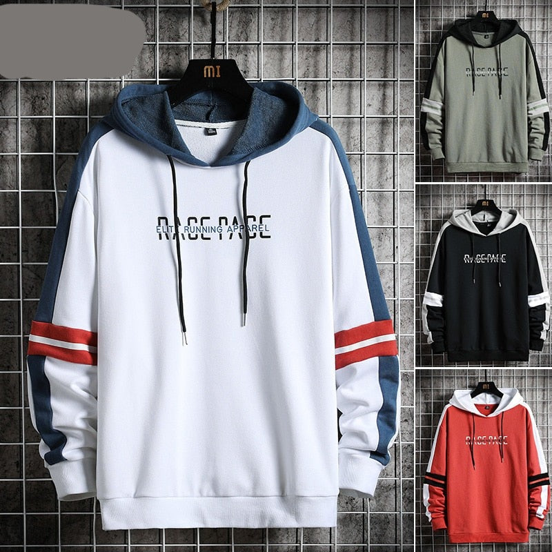 Voguable  Autumn High Street Mens Hoodie Hip Hop Spliced Sweatshirt Fashion Casual Men Harajuku Oversized Sweatshirt Loose Clothing voguable