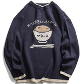 Voguable Autumn Winter Sweater Men Japanese Style Vintage Round Neck Pullovers Knitted Sweater Couples Loose Casual Fashion Clothing Tops voguable