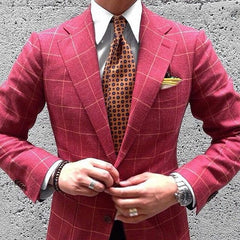Mens Vintage Plaid Suits British Style Men Slim Fit Tuxedos Notch Lapel Groomsmen Wedding Blazer For Men Tuxedos(jacket+pant) voguable