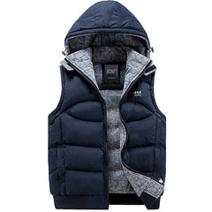 Voguable New Mens Jacket Sleeveless Winter Fashion Casual Coats Male Hooded Cotton-Padded Men's Vest Male Thickening Waistcoat voguable