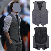 New Men's Fashion Boutique Cotton Fashion Solid Color Casual Suit Vest Men's Black Gray Formal Businss Vest Wedding Dress voguable