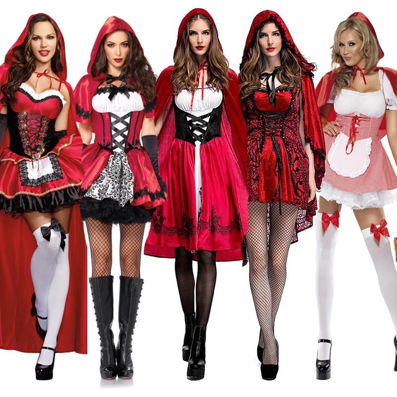 Size S-6XL Halloween Ladies Little Red Riding Hood Costume Fantasy Hen Party Robe Cosplay Game Uniform Fancy Dress voguable
