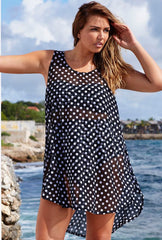 Voguable Hot Sale Plus Size Sexy Women Chiffon Polka Dot Bikini Cover Up Casual Chiffon Bathing Suit Swimwear Dress voguable