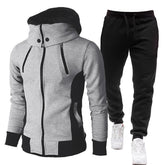Voguable Autumn Winter Tracksuit Men Suits Casual High Callor Hoodie + Pant Sportswear Male Warm Zipper Sweatshirts /jacket Two Piece Set voguable