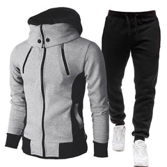 Voguable Autumn Winter Tracksuit Men Suits Casual High Callor Hoodie + Pant Sportswear Male Warm Zipper Sweatshirts /jacket Two Piece Set voguable