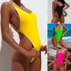 Bkning Thong Swimsuit One Piece Bathing Suits Tanga Stylish 2022 High Cut Swimwear Woman Fused Solid Monokini Backless Swimsuits voguable