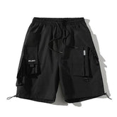 Voguable Summer Shorts Cargo Pants Men Joggers Black Stylish Pocket Ribbons Japanese Fashion Streetwear Hip Hop Shorts Male Casual Pants voguable