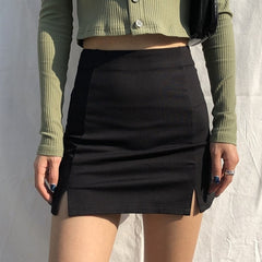 Skirts Women Black Split Office Ladies High Waist Elegant Slim Mini Skirt Student Trendy Simple voguable