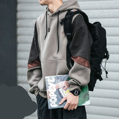 Voguable Men's Hoodies Sweatshirt with Hood Harajuku Black Men's Clothing Warm Korean Streetwear Winter Patchwork Couple Clothes voguable
