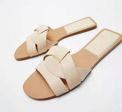 Shoes Slippers Flat Slides Square Toe Fashion Slipers Women Rubber Flip Flops Luxury 2022 Hawaiian Microfiber PU Basic Rome voguable