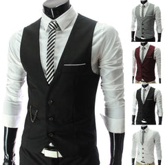 Fashion Men Waistcoat Vest Solid Color V Neck Sleeveless Buttons Blazer Plus Size Formal Business Jacket chalecos para hombre voguable