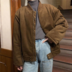 Voguable Corduroy Padded jacket men women's Korean trendy versatile warm jacket autumn winter plus cotton thick casual preppy urban coat voguable