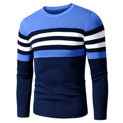 Voguable 4XL Men Autumn New Casual Striped Thick Fleece Cotton Sweater Pullovers Men Outfit Fashion Vintage O-Neck Coat Sweater Men voguable