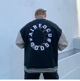 Voguable 2021 spring autumn Oversized baseball uniform jacket vibe embroidery men women flocking hip-hop leather sleeve caot punk bomber voguable