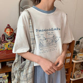 T-shirt Women O-neck Friends Preppy Cute Printed Summer Leisure Harajuku Chic Streetwear All-match Basic Tops Ins Ulzzang Soft voguable
